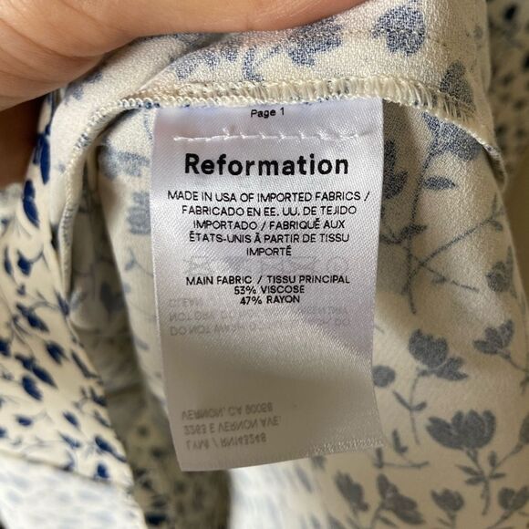 NWT Reformation Rosalie Mini White Dress Blue Floral Size 8 - Picture 11 of 13